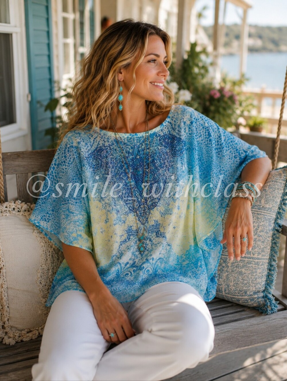 Reba Collection Sheer Embellished Blouse – Boho Chic Elegance Size (M)
